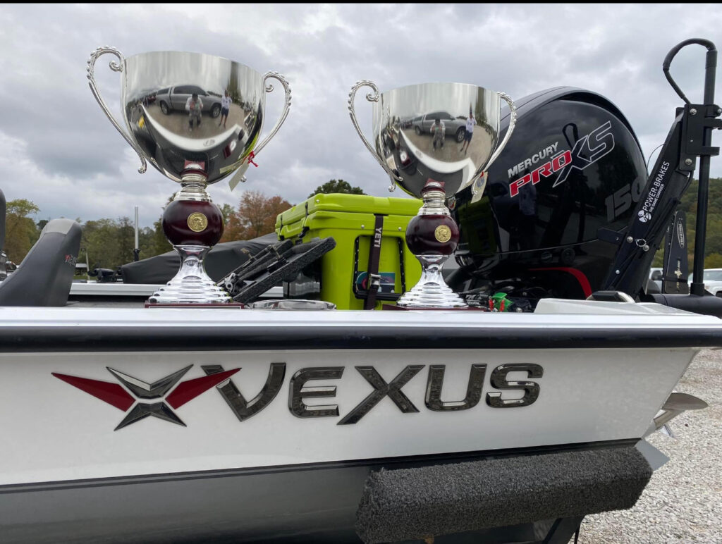 Crappie Masters trophies on the Vexus boat